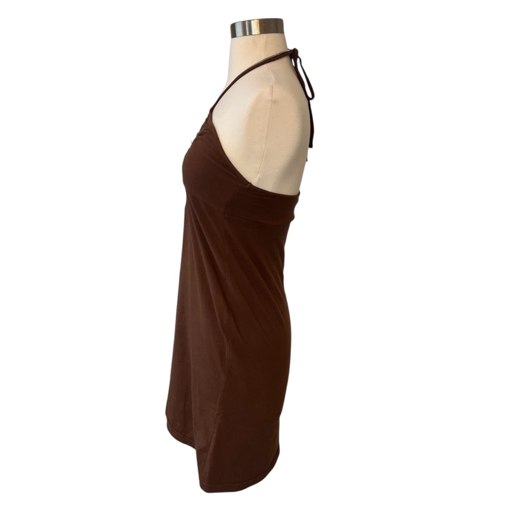 Vintage Y2K AEO halter sun dress brown cross strap tie back embroidered XS - Picture 5 of 16